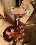 Set Of 2 Hand Blown Rainbow Sprinkles Wine Glasses, Whimsical Eclectic