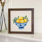 Blue Bowl of Lemons - Summer Framed Sign
