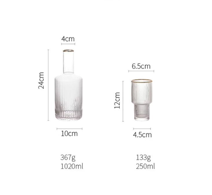 Gold Rimmed Crystal Drinkware Glass Set - Gold