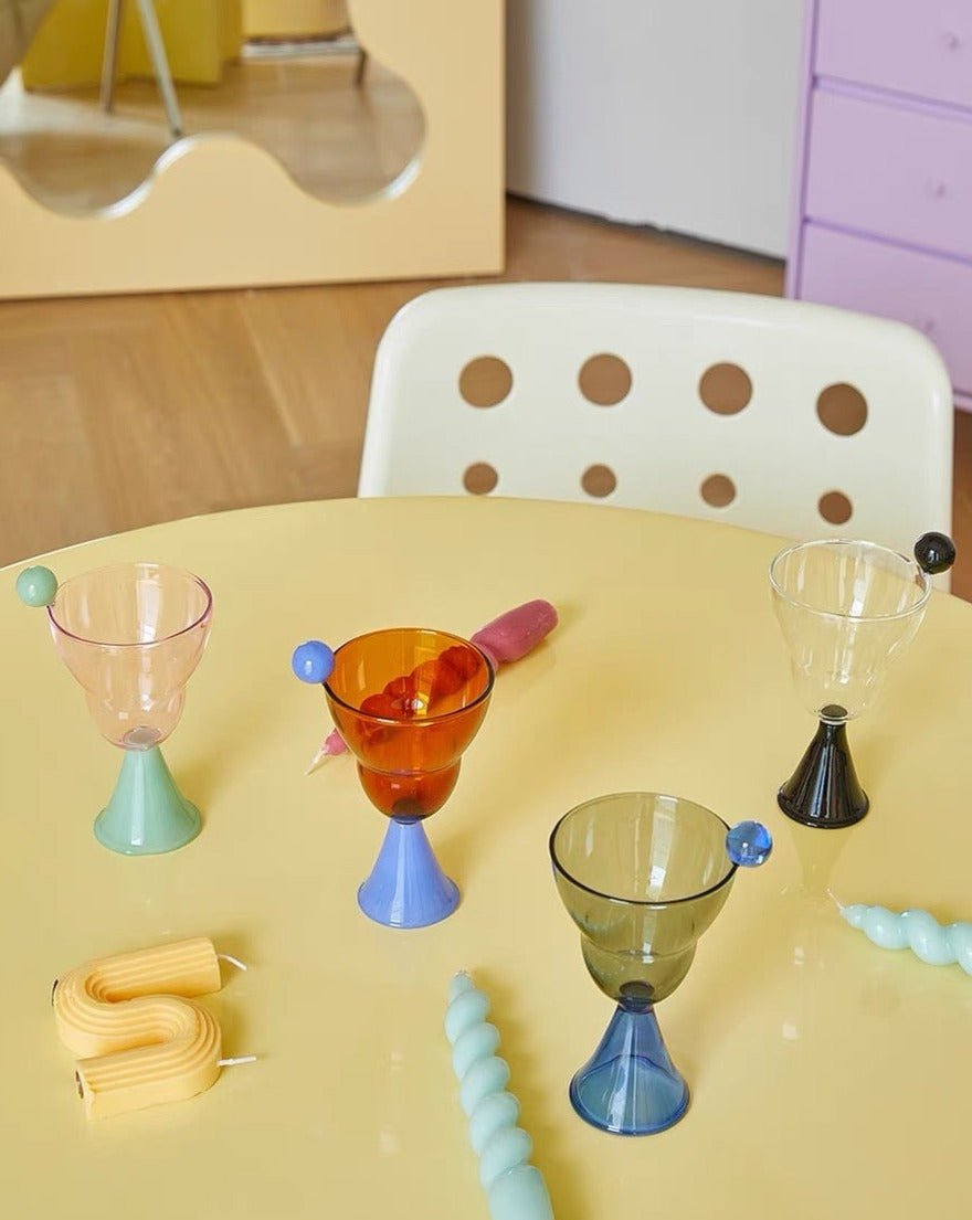 Hand Blown Bonbon Martini Glasses - Unique Whimsical Eclectic Coloured