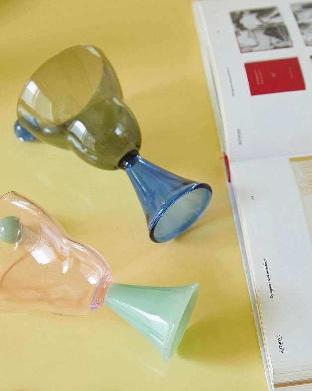 Hand Blown Bonbon Martini Glasses - Unique Whimsical Eclectic Coloured