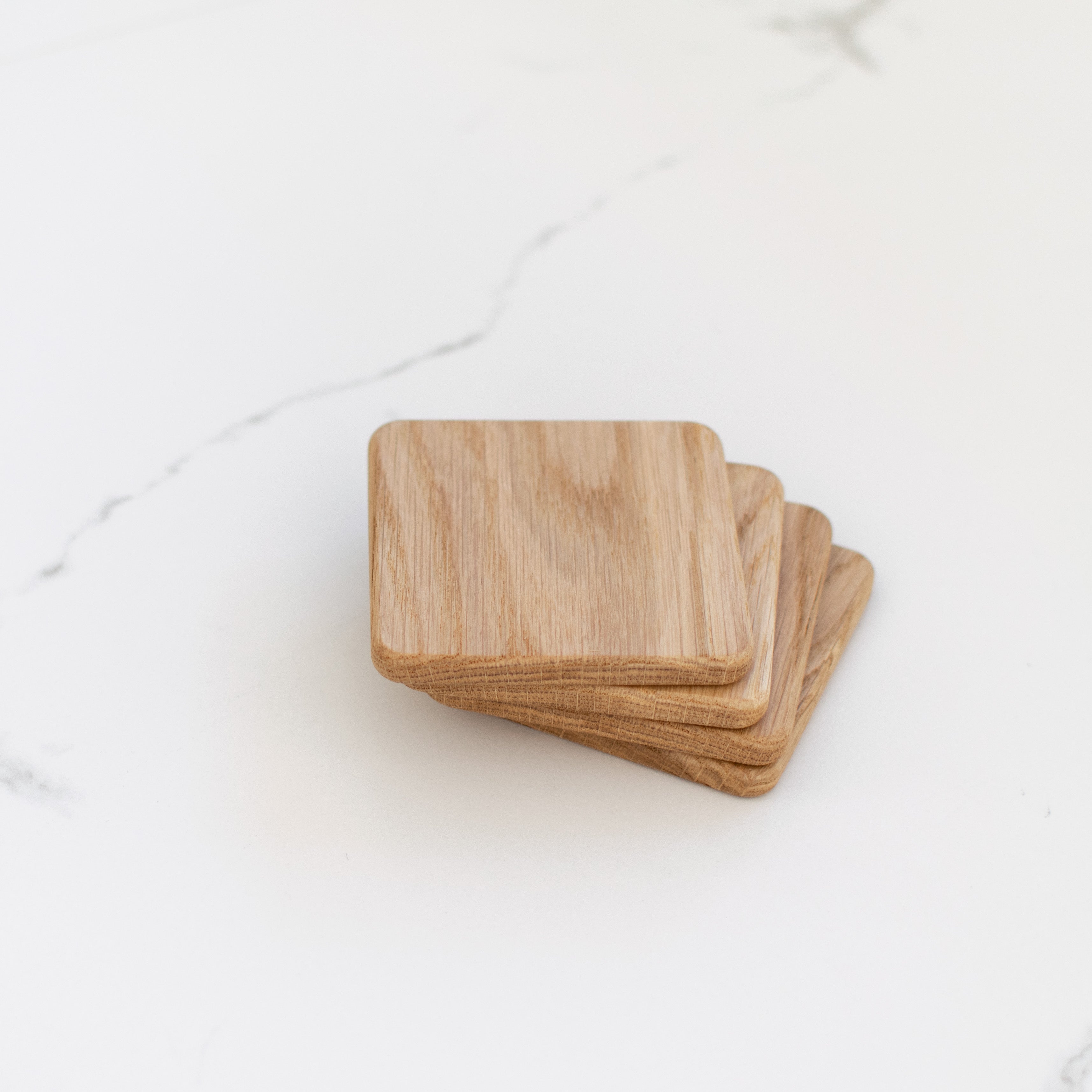 Wooden Oak Walnut Coasters for Glasses, Cups or Candles. Set of 4.