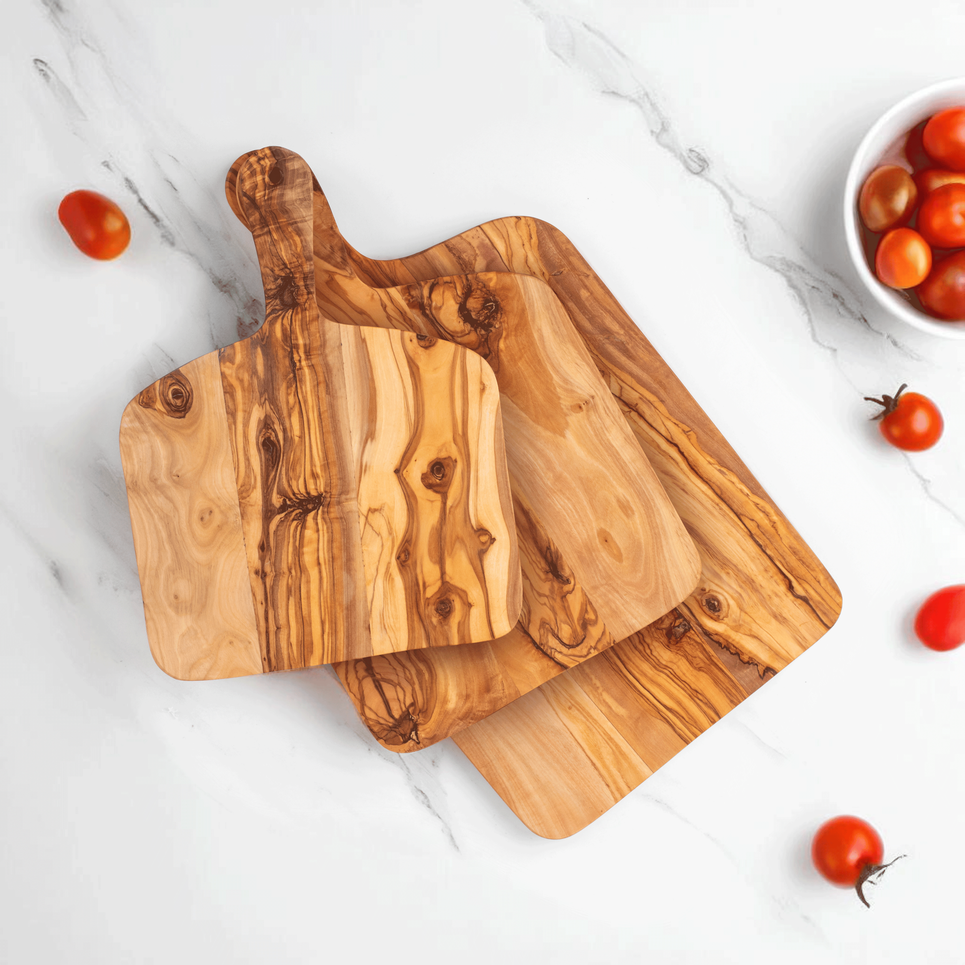 Handcrafted Olive Wood Rectangle Cutting Board with Handle