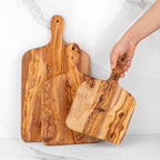 Handcrafted Olive Wood Rectangle Cutting Board with Handle