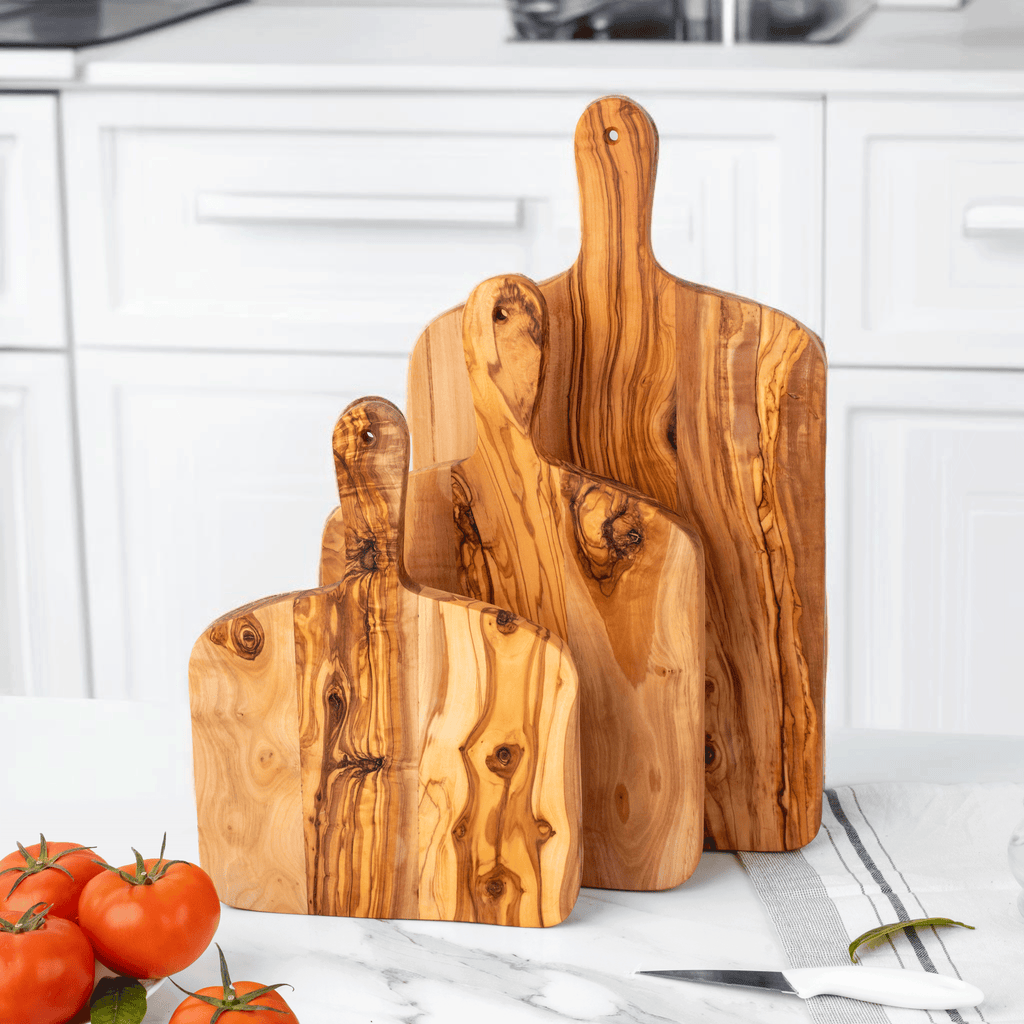 Handcrafted Olive Wood Rectangle Cutting Board with Handle