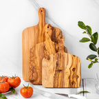 Handcrafted Olive Wood Rectangle Cutting Board with Handle