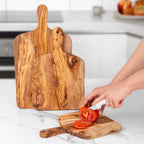 Handcrafted Olive Wood Rectangle Cutting Board with Handle