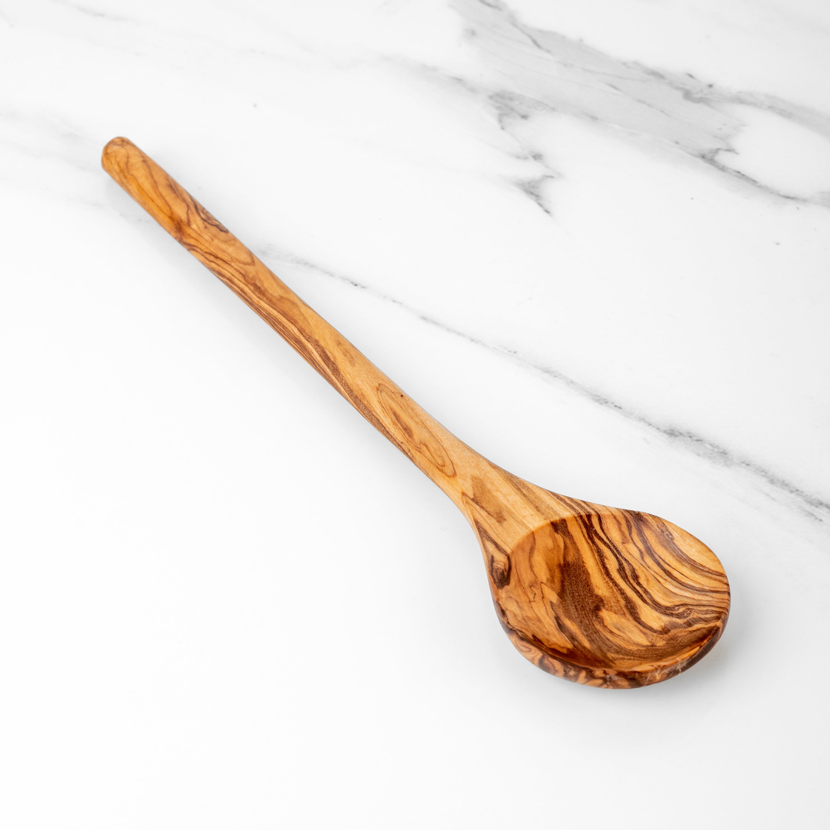 Handmade Olive Wood Round Stirring Spoon, 11.8"
