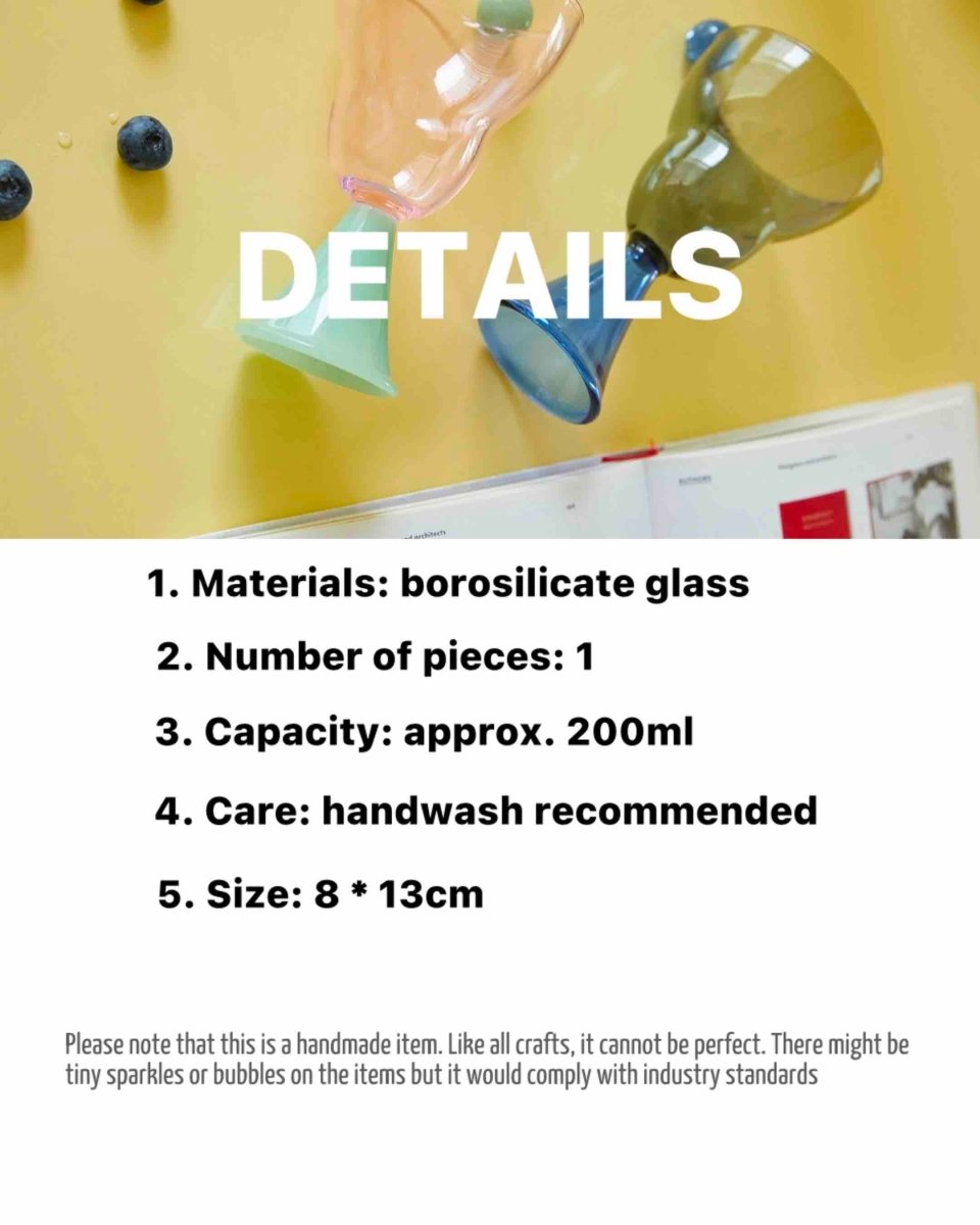 Hand Blown Bonbon Martini Glasses - Unique Whimsical Eclectic Coloured