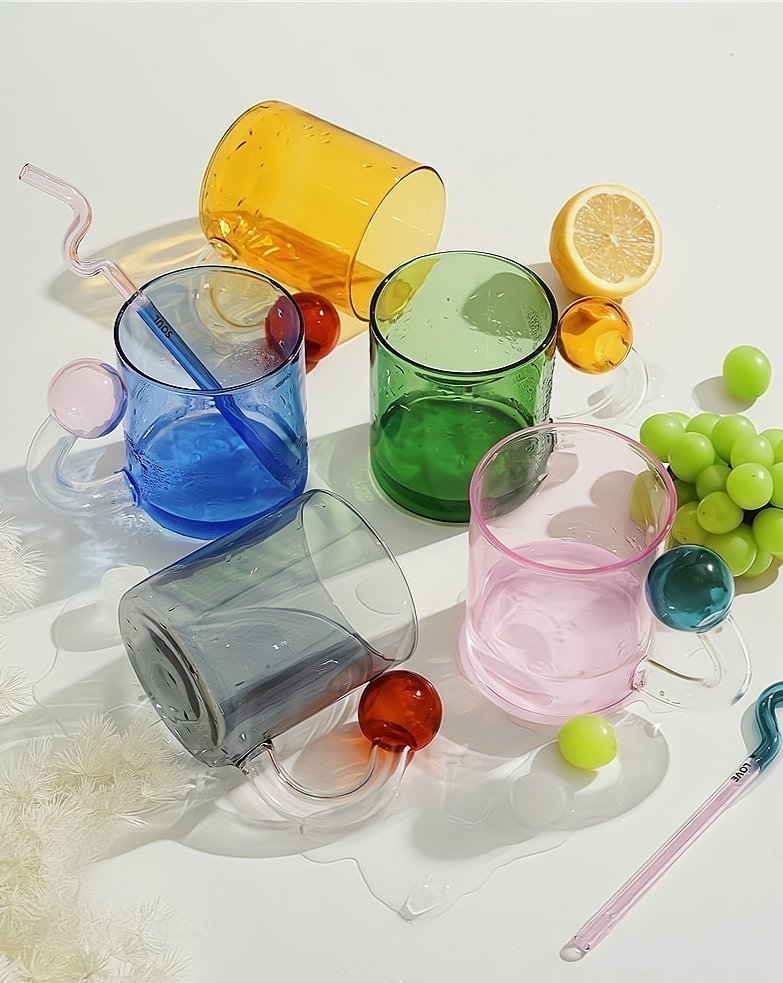 Hand Blown Lollipop Mugs - Whimsical Eclectic Dopamine Drinking