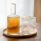 Gold Rimmed Crystal Drinkware Glass Set - Gold