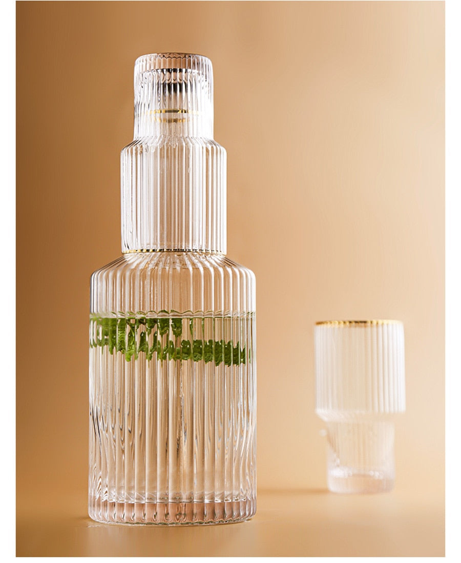 Gold Rimmed Crystal Drinkware Glass Set - Gold