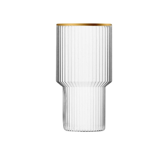 Gold Rimmed Crystal Drinkware Glass Set - Gold