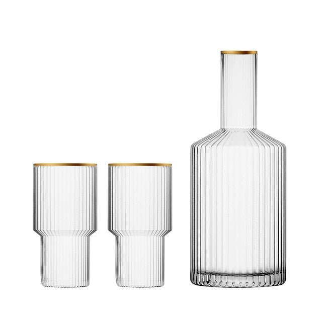 Gold Rimmed Crystal Drinkware Glass Set - Gold