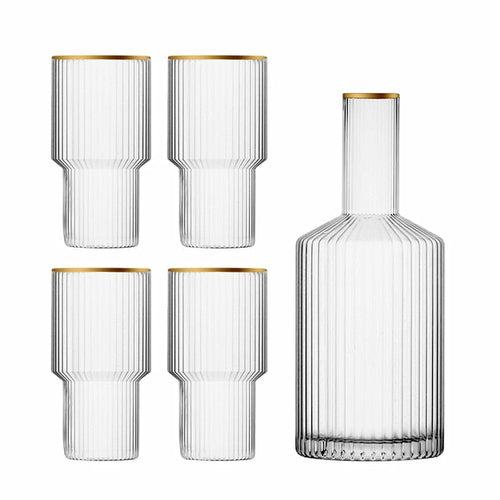 Gold Rimmed Crystal Drinkware Glass Set - Gold